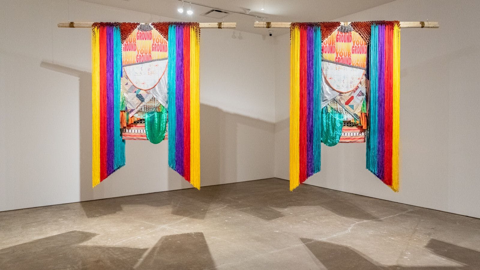 Jeffrey Gibson, The Body Electric, 2022    Installation view at SITE Santa Fe, image courtesy of SITE Santa Fe, photo by Shayla Blatchford