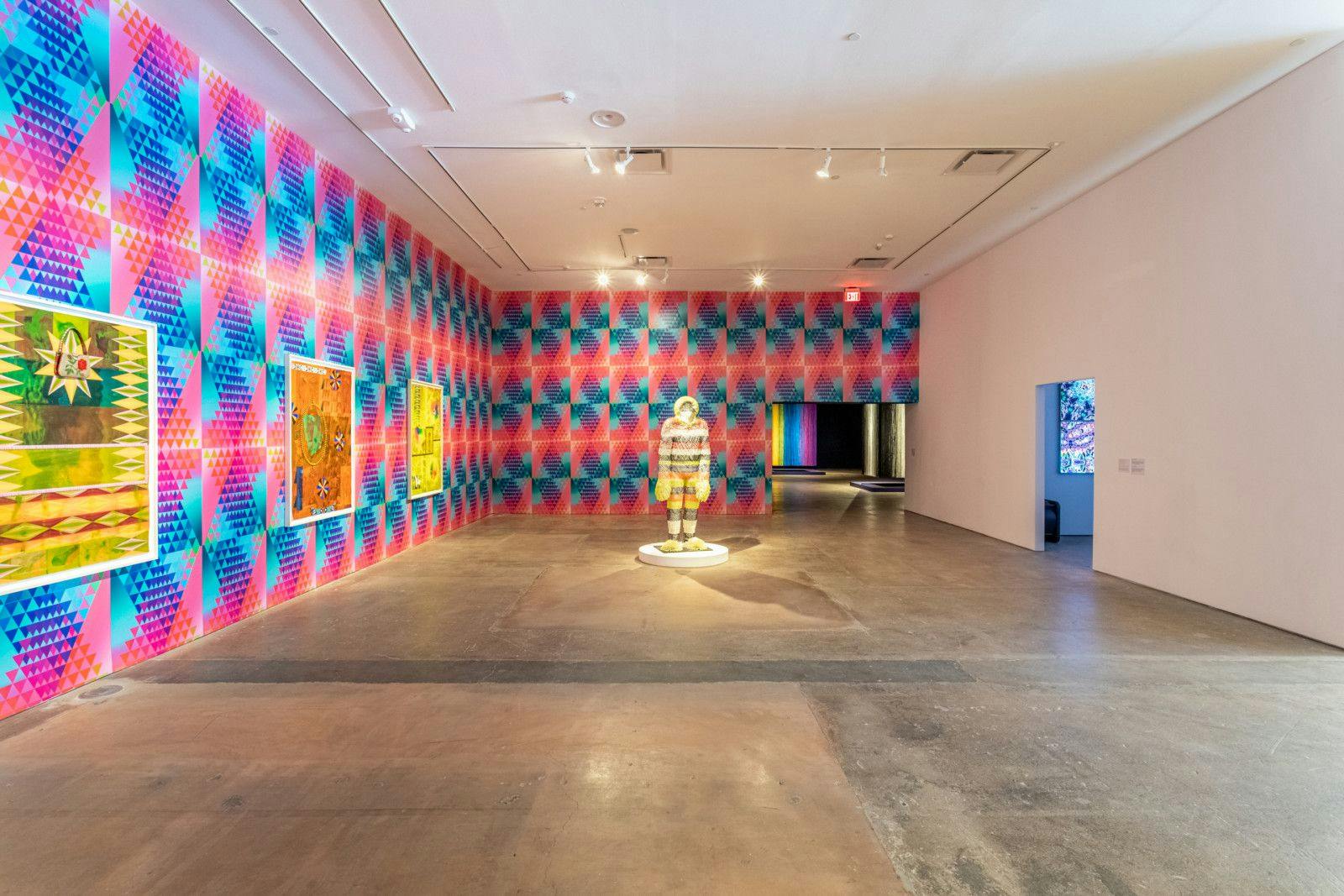 Jeffrey Gibson, The Body Electric, 2022    Installation view at SITE Santa Fe, image courtesy of SITE Santa Fe, photo by Shayla Blatchford-4