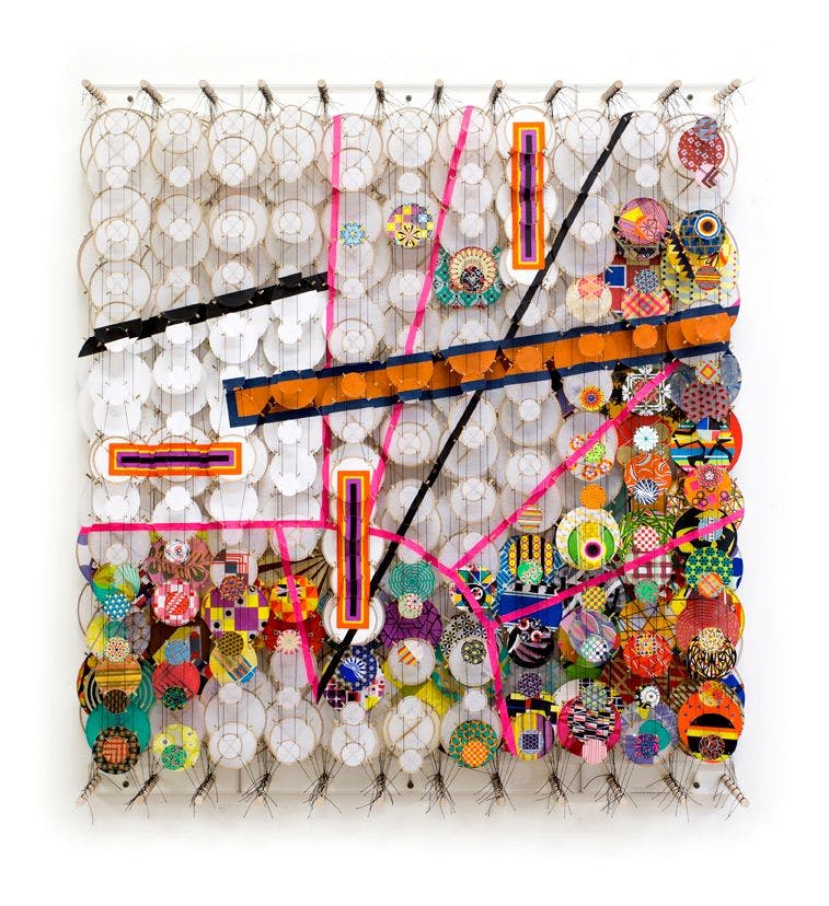 Jacob Hashimoto, "These Strange Galactic Monsters for Whom Creation is Destruction," 2017, bamboo, paper, wood, acrylic and Dacron, 47 x 42 x 8.25 in., Courtesy of the Artist, Photo Anna Wierzbicka.