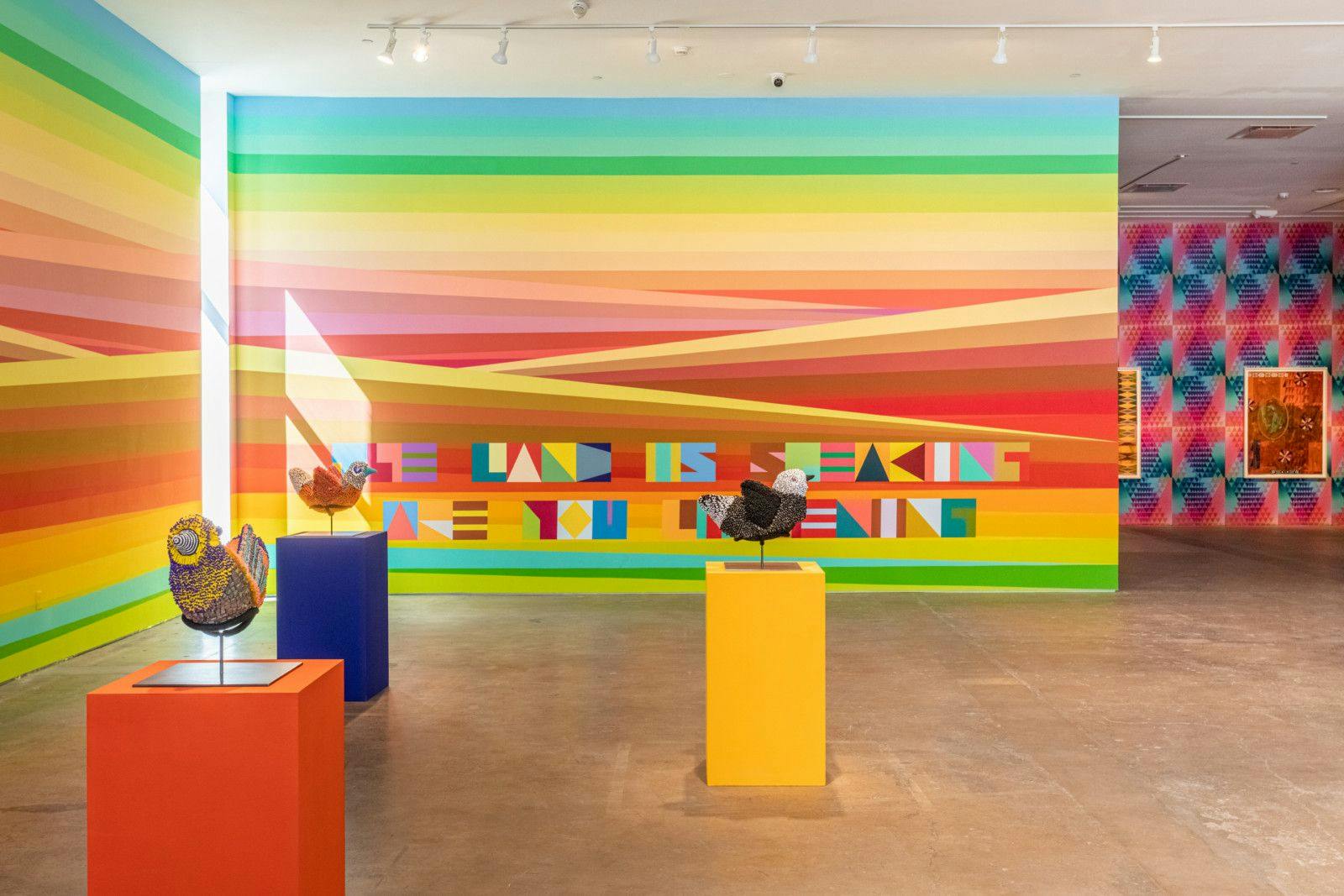 Jeffrey Gibson, The Body Electric, 2022    Installation view at SITE Santa Fe, image courtesy of SITE Santa Fe, photo by Shayla Blatchford-3