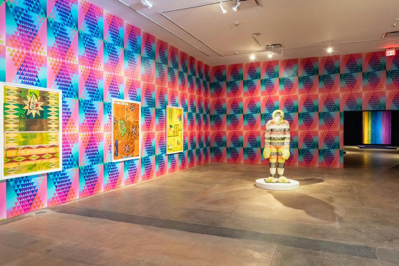 Jeffrey Gibson, The Body Electric, 2022    Installation view at SITE Santa Fe, image courtesy of SITE Santa Fe, photo by Shayla Blatchford-5