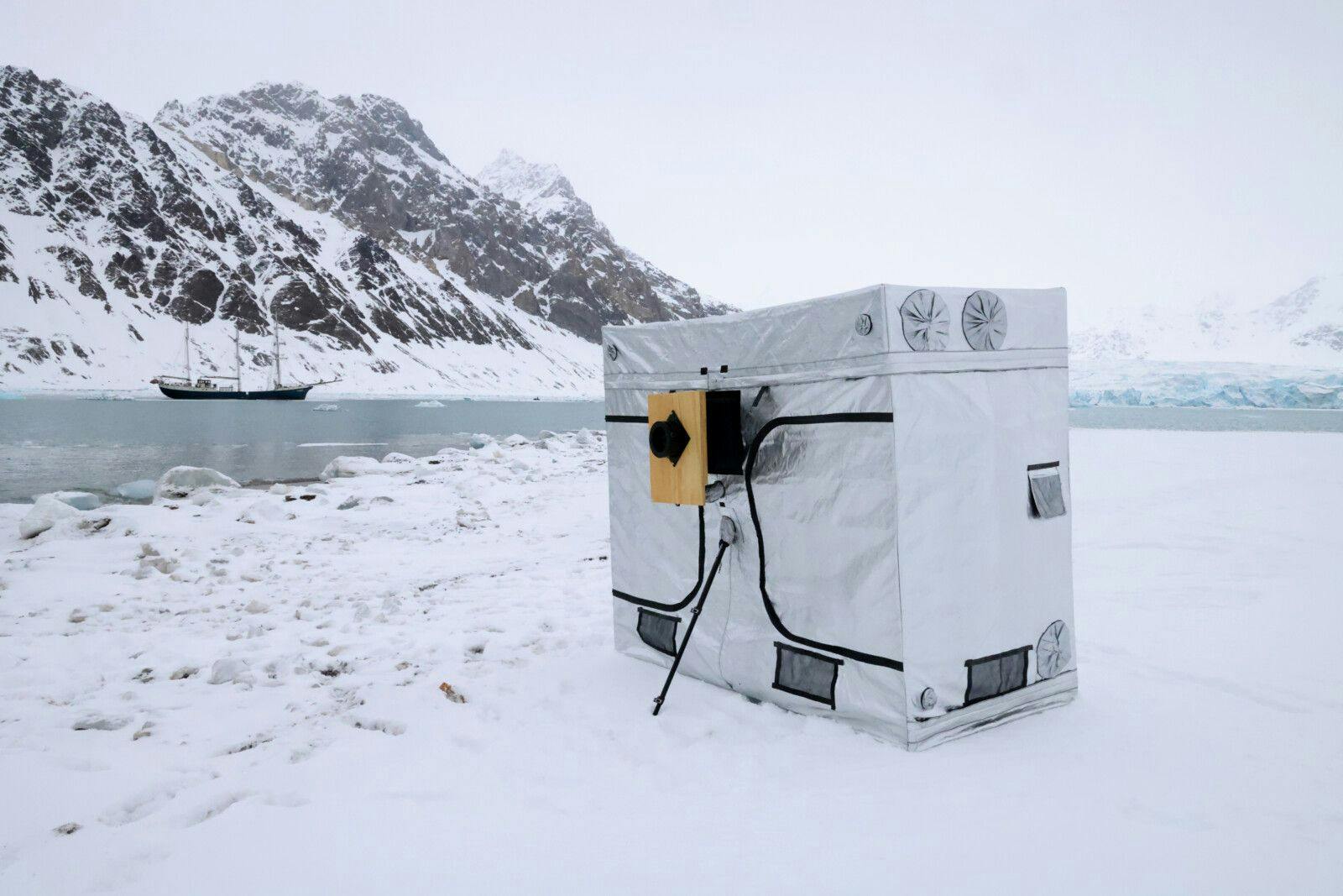Tristan Duke, Glacial Camera fitted with Ice lens, 2022